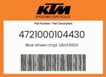 Ktm Genuine Rear Wheel Cmpl. 1,6X14 85SX - 4721000104430. Fixed Price $701.34.