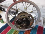1980 Suzuki PE175 Rear Wheel Assembly. Fixed Price $220.00.