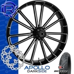 Rotation Apollo Darkside Custom Motorcycle Wheel Package Harley Touring 21". Fixed Price $2028.25.