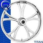 Rotation Titan Chrome Custom Motorcycle Wheel Front Harley Touring Baggers 21". Fixed Price $1377.50.