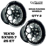 Qty Vms Racing Modulo 15X10 Drag Track Race Rims Wheels 5X120 Et 25 6.5 Bs. Fixed Price $289.95.