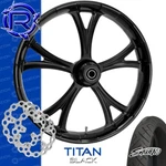 Rotation Titan Black Custom Motorcycle Wheel Front Package Harley Touring 26". Fixed Price $2479.50.