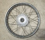 Takasago 140X16 Steel Front Wheel Kawasaki KD100 With Hub, Drum, And Spokes. Fixed Price $50.00.