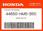 Honda Genuine Wheel Set, Fr. 44650-HM5-850. Fixed Price $84.88.