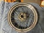 Harley Davidson 16X3 40 Spoke Chrome Laced Wheel Polished Hub Part# 43085-97. Fixed Price $150.00.