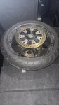 Harley Davidson Black Slicer Front And Rear Rims Tires. Fixed Price $500.00.