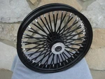 21 X 3.5 Black 48 Fat King Spoke Front Wheel Harley Touring Bagger 2008-UP. Fixed Price $1469.00.