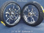 Harley Chrome 21" 18" Enforcer Wheels Shinko Tire Rotor 09-23 Street Glide. Fixed Price $2599.00.