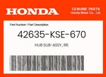 Honda Genuine Hub Sub-assy., Rr. 42635-KSE-670. Fixed Price $198.16.