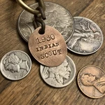 1930 Indian Scout Motorcycle Copper Penny Key Fob. Fixed Price $22.95.