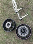 Yamaha R1 Oem Wheels Front & Rear W/ Rotors Clean Set Motorcycle Bike + Stand. Fixed Price $500.00.