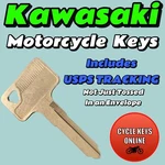 Kawasaki Motorcycle Keys Cut Replacement For Codes B311111-B314134. Fixed Price $11.99.