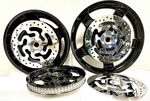 Harley Oem Touring Road Glide Cvo Wheels Bright Black 2009-20 W/3 Rotors Pulley. Fixed Price $1459.00.