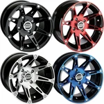 Moose 387X Wheel - Blue Rear 12X8 4/136 4+4 387MO128136BWB4CL77. Fixed Price $99.77.