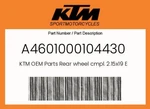 Ktm Genuine Rear Wheel Cmpl. 2.15X19 Excel - A4601000104430. Fixed Price $906.10.