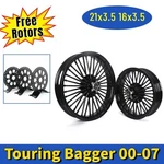 21X3.5 16X3.5 Fat Spoke Wheels Rotors For Harley Touring Electra Glide 00-07 Flt. Fixed Price $761.25.