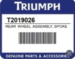 Triumph Bonneville T100, T120, Rear Wheel Assy, Spoked 17X4.25 Black T2019026. Fixed Price $950.00.