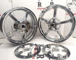 Harley Chrome Tomahawk Wheels W/ 2 Rotor Road Glide Cvo Limited Exchange Program. Fixed Price $1399.00.