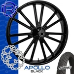 Rotation Apollo Black Custom Motorcycle Wheel Front Package Harley Touring 26". Fixed Price $2479.50.