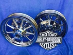Harley Chrome 9 Spoke Heritage Fatboy Flstc Wheels Rims 2000 To 17 Flstn, Deluxe. Fixed Price $2799.00.