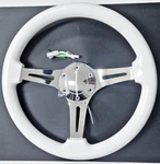 14" Billet Universal Polished White Vinyl Steering Wheel Ford Chevy Muscle. Fixed Price $179.99.