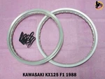 Kawasaki KX125 F1 1988 Front+ Rear Aluminium Silver Wheel Rim Set *NAN4508*. Fixed Price $173.85.