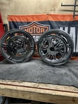 Harley Davidson Slotted Six Spoke Wheels Chrome Front & Rear Softail 2000-06 Oem. Fixed Price $1000.00.