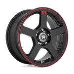16X7 Motegi MR116 FS5 Matte Black Red Racing Stripe Wheel 4X4.25/4X4.5 (40MM). Fixed Price $182.70.