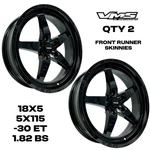 2 Vms Racing V-star Drag Rims Wheels 18X5 -30 Et 5X115 Front Skinnies Full Black. Fixed Price $399.88.
