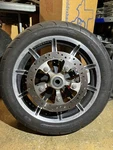 Harley Davidson Touring Impeller Front Rim With Tire And Rotor. Fixed Price $150.00.