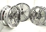 Harley Glide Trike Freewheeler Flrt Chrome Wheels Rim 14-UP Exchange Program. Fixed Price $1395.00.