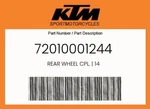Ktm Genuine Rear Wheel Cpl. 14 - 72010001244. Fixed Price $786.42.