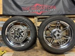 Take-off Harley Davidson Chrome Wheels, Tires & Rotors CVO-CH-2165-17-16-2. Fixed Price $699.00.