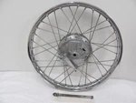 1974 Yamaha DT125 Front Wheel Assembly - Rim, Hub, Axle, & Brake Backing Plate. Fixed Price $60.00.