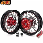 Kke 17" Motard Wheels For Honda XR650L 1993-2025 Supermoto Rims Black Spokes Red. Fixed Price $989.00.