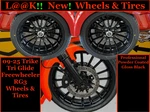 09-25 Harley Trike Wheels 19" Front 18" Rear & Tires Powder Coated BLACK1. Fixed Price $2999.95.