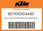 Ktm Genuine Rear Wheel 5.0''X17'' Kpl. - 6071010104430. Fixed Price $608.49.