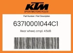 Ktm Genuine Rear Wheel, Cmpl. 4.5X18 - 63710001044C1. Fixed Price $1247.94.