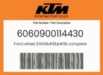 Ktm Genuine Front Wheel 3.0X19'' Complete - 6060900114430. Fixed Price $569.97.