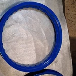 Blue RM85 Small Wheel Dirt Bike Powder Coated Rims. Fixed Price $200.00.