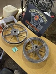 Harley Ironhead Sportster Vintage Mag Satellite Wheel 16/19 Drum Rear Disc Front. Fixed Price $2000.00.