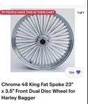 Harley Davidson Chrome 48 King Fat Spoke Wheel & New Tire. Fixed Price $500.00.