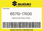 Suzuki Genuine Sensor, Rr Wheel Speed 65710-17K00. Fixed Price $80.26.