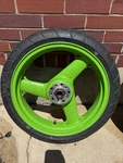 91 92 Kawasaki Ninja ZX7R Front Wheel Rim Tire Complete Oem Green Straight. Fixed Price $129.00.