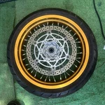 05-24 Suzuki DRZ-400 Sm Oem Front Wheel Straight Good Tire Rim Spokes Hub. Fixed Price $350.00.