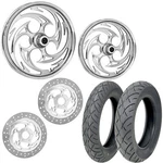 Rc Savage Chrome 21/18 Front Rear Wheel Package Set Tires Rotors Harley Flh/t. Fixed Price $3899.95.