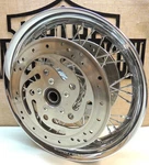 Harley '00-07 Touring Front Wheel 16X3 Chrome 40 Spoke Profile Laced Smooth Rim. Fixed Price $354.99.