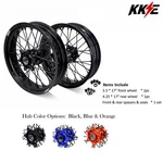 Kke 17" Supermoto Wheels For Ktm 2000-2002 Exc Mxc Cnc Black Blue Orange Hubs. Fixed Price $759.00.