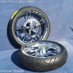Harley Chrome Enforcer 21" Front 18" Rear Wheels Tire Rotors 09-23 Street Glide. Fixed Price $2549.00.