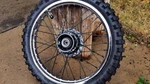 1979 2.50X16 Front Dirt Bike Wheel Kawasaki KDX80 With New Tire And Bearings. Fixed Price $109.00.